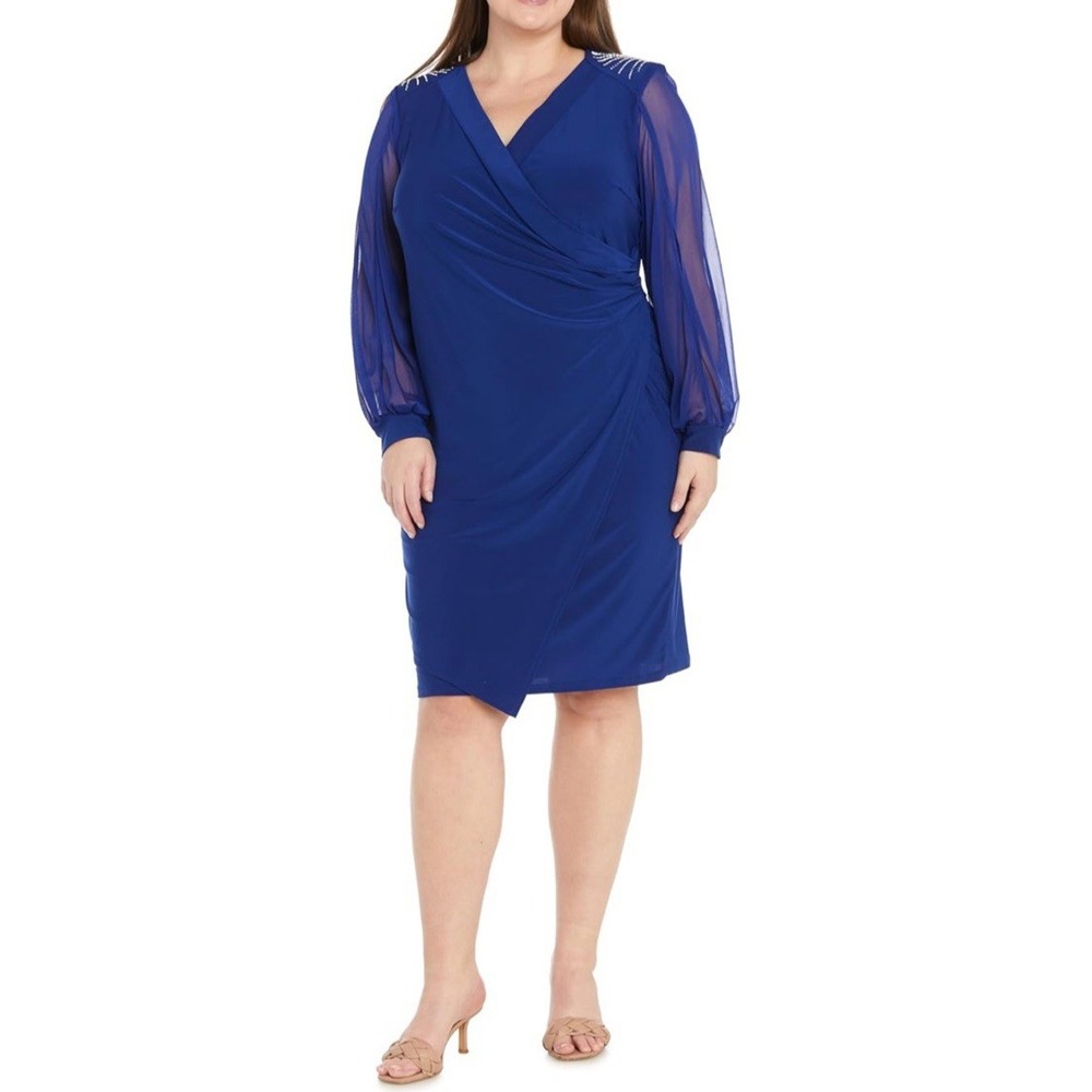 NWT R&M Richards Women's Stellar Allure Splice Dress - Indigo - Size 18W